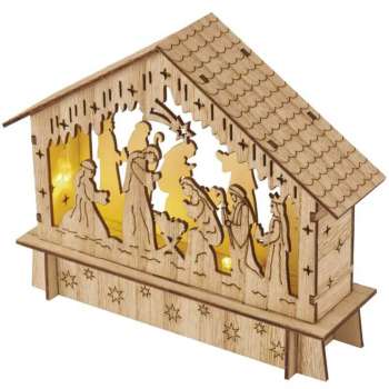 DÁREK: LED Dřevěný vánoční betlém