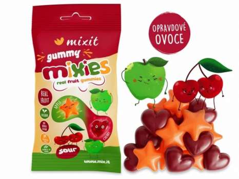 Ovocné Mixies - přírodní želé bonbony, kyselé, 35 g