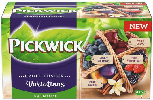 Ovocný čaj Pickwick - variace 4 druhů, modré, 20x 1,9 g