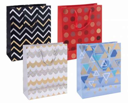 Dárková taška - 25 x 30 x 10 cm, mix vzorů, 1 ks