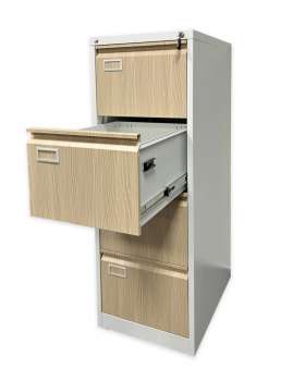 Čtyřzásuvková kartotéka JF - bílá/imitace sv.dřeva