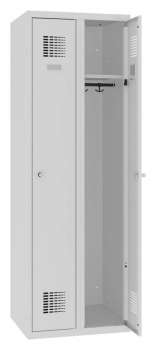 Kovová šatní skříň SUM - dvoudveřová, cyl.zámek, šedá/šedá