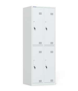 Kovová šatní skříň HDG - čtyřdveřová, otoč.uzávěr, šedá/šedá