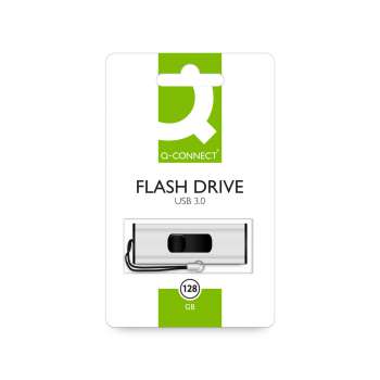 Flash disk Q-Connect USB 3.2 - 128 GB, s posuvným mechanismem, stříbrný/černý