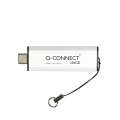 Flash disk Q-Connect USB-C 3.2 - 256 GB, s posuvným mechanismem a přívěskem, stříbrný/černý