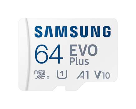 Paměťová karta micro SDXC Samsung EVO Plus - 64GB, UHS-I U1, Class 10, SD adaptér, bílá