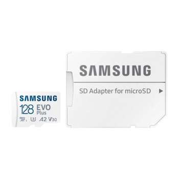 Paměťová karta micro SDXC Samsung EVO Plus - 128GB, UHS-I U3, Class 10, SD adaptér, bílá