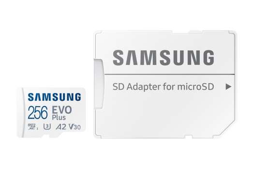 Paměťová karta micro SDXC Samsung EVO Plus - 256GB, UHS-I U3, Class 10, SD adaptér, bílá