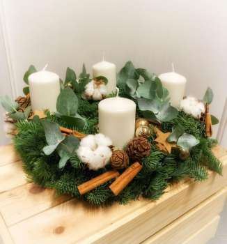 Adventní věnec, bílý, průměr 25 cm