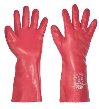 _Máčené rukavice PVC STANDARD - červené, vel. 10,5