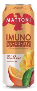 Minerální voda Mattoni Imuno - mango a pomeranč, plech, 0,5 l