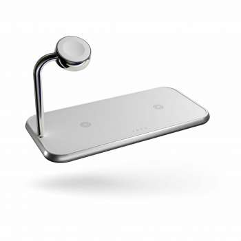 Stojan pro bezdrátové nabíjení Zens Dual+Watch Alu Wireless Charger White