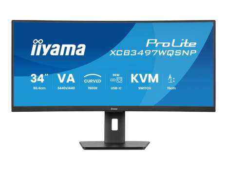 Počítačový monitor iiyama ProLite XCB3497WQSNP-B1 - 34", zakřivený, UWQHD, 3440x1440, repro, černý
