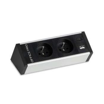 Zásuvkový pevný panel na hranu stolu PECZ B 002 - černý