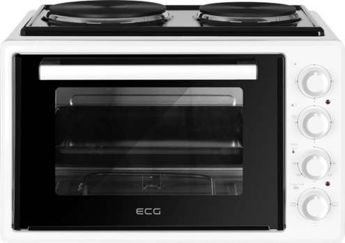 Stolní trouba s elektrickými plotýnkami ECG ETH 3502W - objem 35 l, příkon 1400 W, 90-250°C, bílá