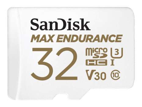 Paměťová karta microSDHC SanDisk Max Endurance - 32 GB, SD adaptér, Video Class V30, UHS-I U3, Cl.10