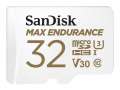 Paměťová karta microSDHC SanDisk Max Endurance - 32 GB, SD adaptér, Video Class V30, UHS-I U3, Cl.10