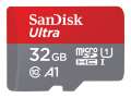 Paměťová karta microSDHC SanDisk Ultra - 32 GB, SD adaptér, A1, UHS-I U1, Class10, bílo-šedá