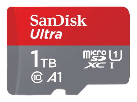 Paměťová karta microSDXC SanDisk Ultra - 1 TB, SD adaptér, A1, UHS Class 1, Class10, červeno-šedá