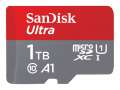 Paměťová karta microSDXC SanDisk Ultra - 1 TB, SD adaptér, A1, UHS Class 1, Class10, červeno-šedá