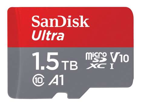 Paměťová karta microSDXC SanDisk Ultra - 1,5 TB, SD adaptér, A1, UHS Class 1, Class10, červeno-šedá