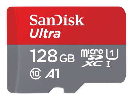 Paměťová karta microSDXC SanDisk Ultra - 128 GB, SD adaptér, A1, UHS Class 1 / Class10, UHS-I