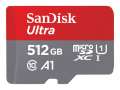 Paměťová karta microSDXC SanDisk Ultra - 512 GB, SD adaptér, A1, UHS Class 1 / Class10, červeno-šedá