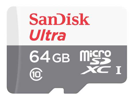 Paměťová karta microSDXC SanDisk Ultra - 64 GB, SD adaptér, UHS-I / Class10, šedá