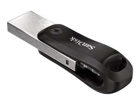 USB flash drive SanDisk iXpand Go - 256 GB, USB 3.0 / Lightning, černo-stříbrný