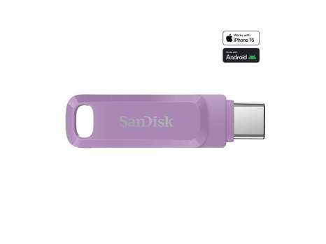 USB flash drive SanDisk Ultra Dual Drive Go - 1 TB, USB 3.2 Gen 1 / USB-C, levandulový