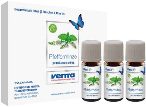 Přírodní esenciální olej Venta Organic fragrance Peppermint - 100% přírodní, máta, 10 ml, 3 ks