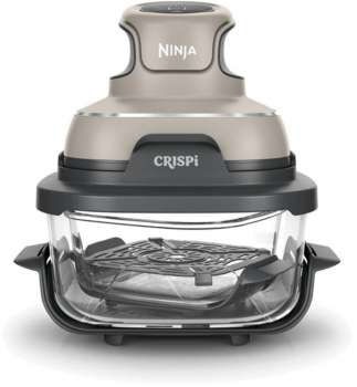 Přenosná horkovzdušná fritéza Ninja FN101EUST - 4 v 1, 2 nádoby (1,4 l a 3,8 l), skleněná a šedá
