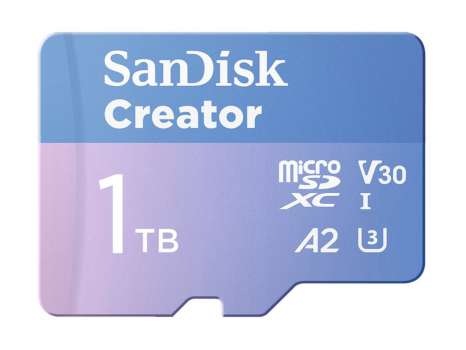 Paměťová karta microSDXC SanDisk Creator - 1 TB, SD adaptér, A2, Video Class V30, UHS-I U3, modrá