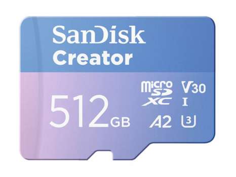 Paměťová karta microSDXC SanDisk Creator - 512 GB, SD adaptér, A2, Video Class V30, UHS-I U3, modrá
