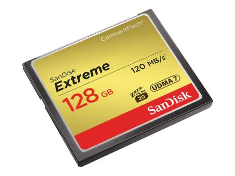 Paměťová karta CompactFlash SanDisk Extreme - 128 GB, 567x, zlatá