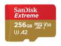 Paměťová karta microSDXC SanDisk Extreme - 256 GB, A2, Video Class V30, UHS-I U3, Class10, červ.zl.