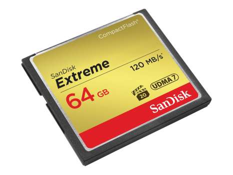 Paměťová karta CompactFlash SanDisk Extreme - 64 GB, 567x, zlatá
