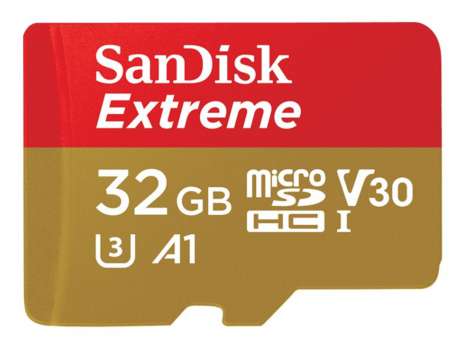 Paměťová karta microSDHC SanDisk Extreme - 32 GB, SD adaptér, A1, Video Class V30, UHS-I U3, červ.z.