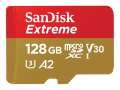 Paměťová karta microSDXC SanDisk Extreme - 128 GB, SD adaptér, A2, Video Class V30, UHS-I U3, Cl.10