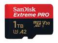 Paměťová karta microSDXC SanDisk Extreme Pro - 1 TB, SD adaptér, A2, Video Class V30, UHS-I U3, C.10