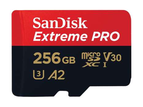 Paměťová karta microSDXC SanDisk Extreme Pro - 256 GB, SD adaptér, A2, Video Cl. V30, UHS-I U3, C.10