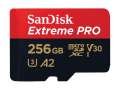 Paměťová karta microSDXC SanDisk Extreme Pro - 256 GB, SD adaptér, A2, Video Cl. V30, UHS-I U3, C.10