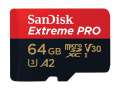 Paměťová karta microSDXC SanDisk Extreme Pro - 64 GB, SD adaptér, A2, Video Cl. V30, UHS-I U3, Cl.10
