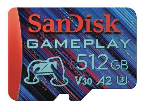 Paměťová karta microSDXC SanDisk GamePlay - 512 GB, A2, Video Class V30, UHS-I U3, modro-červená