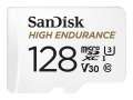 Paměťová karta microSDXC SanDisk High Endurance - 128 GB, SD adaptér, Video Class V30, UHS-I U3, C10