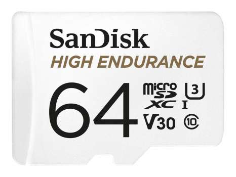 Paměťová karta microSDXC SanDisk High Endurance - 64 GB, SD adaptér, Video Class V30, UHS-I U3, C.10