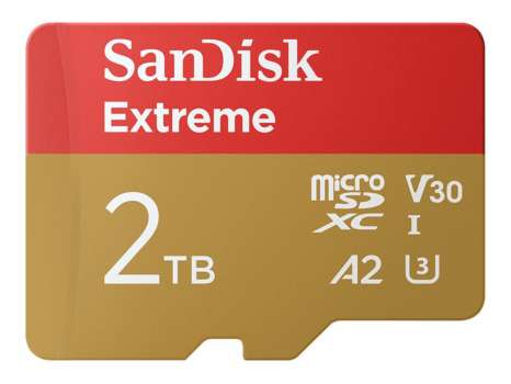 Paměťová karta microSDHC SanDisk Extreme - 2 TB, SD adaptér, A2, Video Class V30, UHS-I U3, červ.zl.