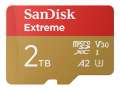 Paměťová karta microSDHC SanDisk Extreme - 2 TB, SD adaptér, A2, Video Class V30, UHS-I U3, červ.zl.