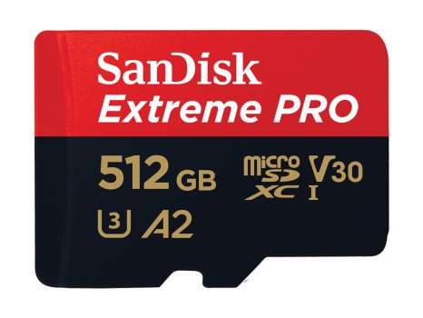 Paměťová karta microSDXC SanDisk Extreme Pro - 512 GB, SD adaptér, A2, Video Cl. V30, UHS-I U3, C.10