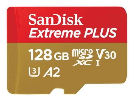 Paměťová karta microSDXC SanDisk Extreme PLUS - 128 GB, A2, Video Class V30, UHS-I U3, Class10, č.z.